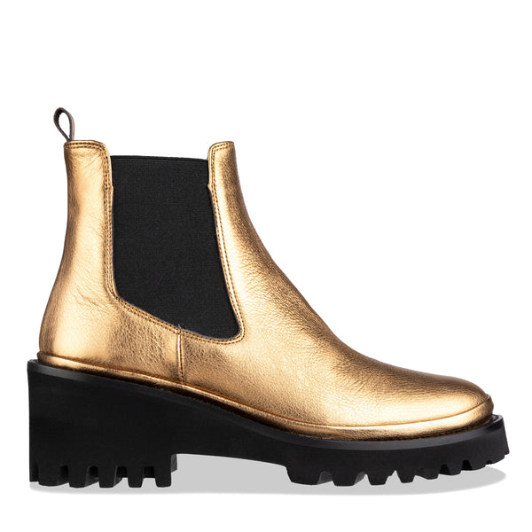 Women's ankle boots - gold metallic leather - 'Sett' | Habbot – habbot