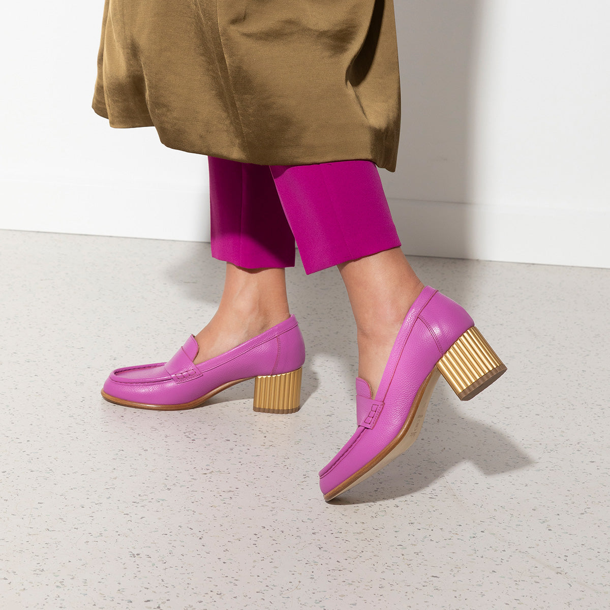 women's pink heel loafer - Italian leather - 'alina' | habbot