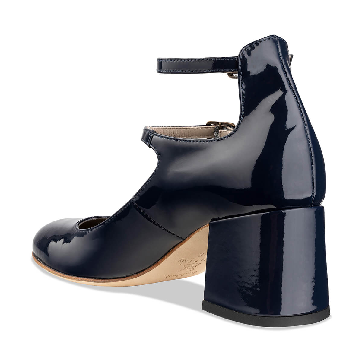 Women's Navy Block Heels - Italian Patent Leather - 'Elba' | Habbot ...
