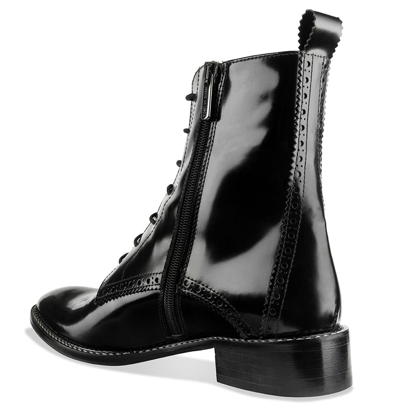 Aldo Women s Flat Lace up Black Leather Boots Made In Italy habbot