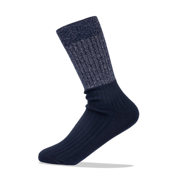Women's blue silver socks - cotton - 'lurex block' | Escuyer – habbot