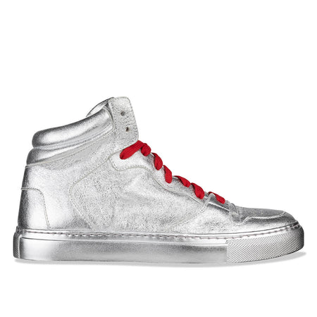 Women's Silver High-Top Sneaker Italian Leather 'Pelino