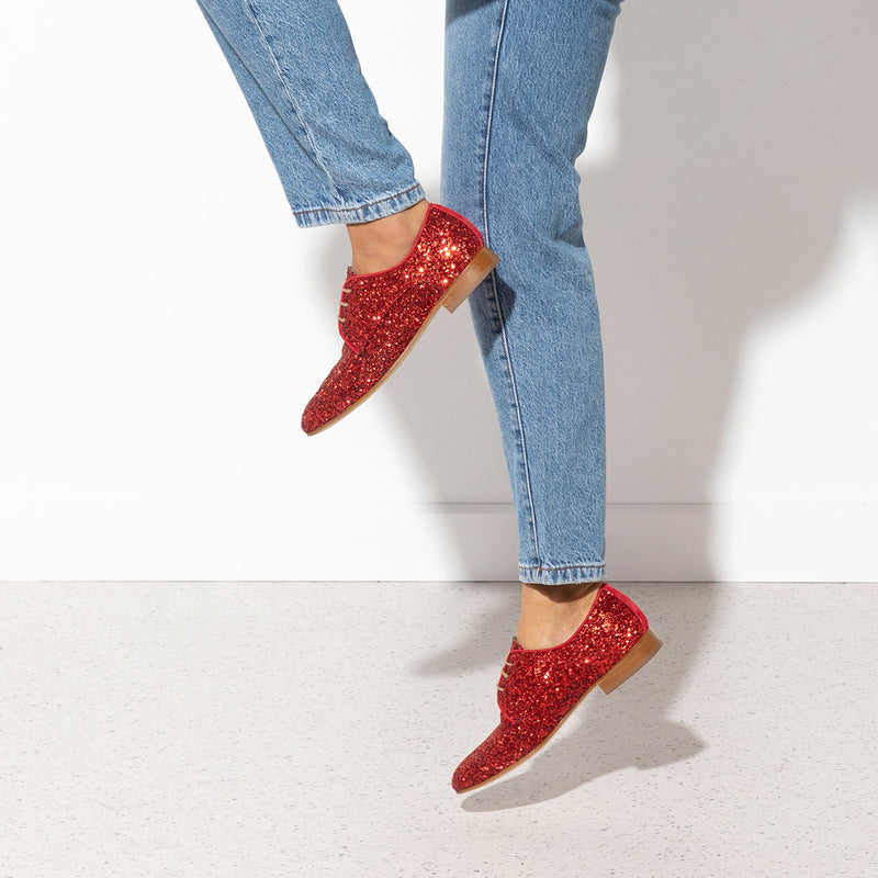 Women's red glitter flats - Italian Made - 'Raglin' | Habbot – habbot