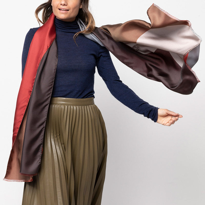 scarf reversible 70141 - grey beige