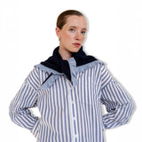 triangle scarf - navy ruffle