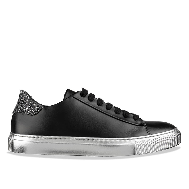 'Wala' Women's black and silver Sneaker - Italian Leather | habbot